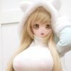 DD120 Luna 168cm TPE realistic doll, close-up of her expressive face with large golden eyes and fluffy hood.