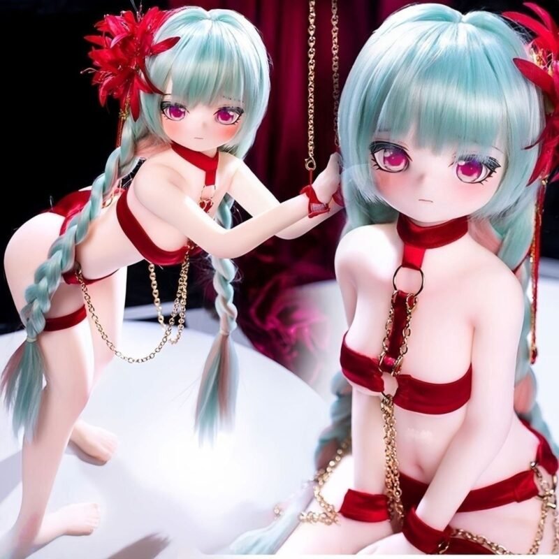 Dd125 Lyra Anime Tpe Doll with Articulated Skeleton Realistic Features 68cm Dd125 Lyra 68cm Tpe Anime Doll in a Dynamic Pose with a Red Outfit and Gold Chains Dd125 Dd125 lyra full body pose red outfit
