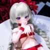 DD125 Lyra 68cm TPE anime doll with silver hair, posing elegantly in a red outfit.
