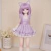 tg725203031420260902175343 Luna 68cm TPE anime doll full body front view showcasing her charming lavender dress and cat ears Luna - Anime Full-Body TPE Figure with Articulated Skeleton, TPE Body PVC Head 68cm product image showing body appearance and material texture